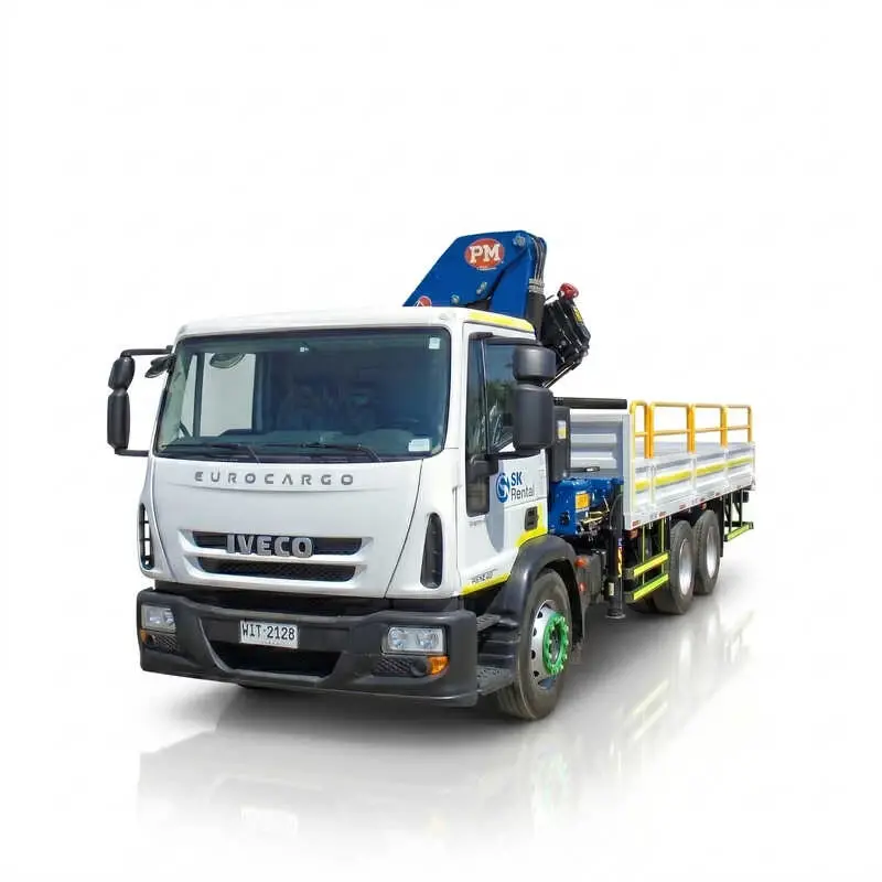 Arriendo de Camión Pluma 5.4 Ton. Iveco modelo Grúa PM 27525 en SK Rental con cobertura nacional.